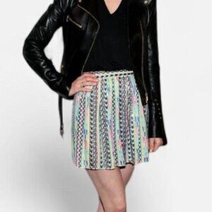 Parker beaded silk embroidered mini skirt skirt with side zipper closure size 6